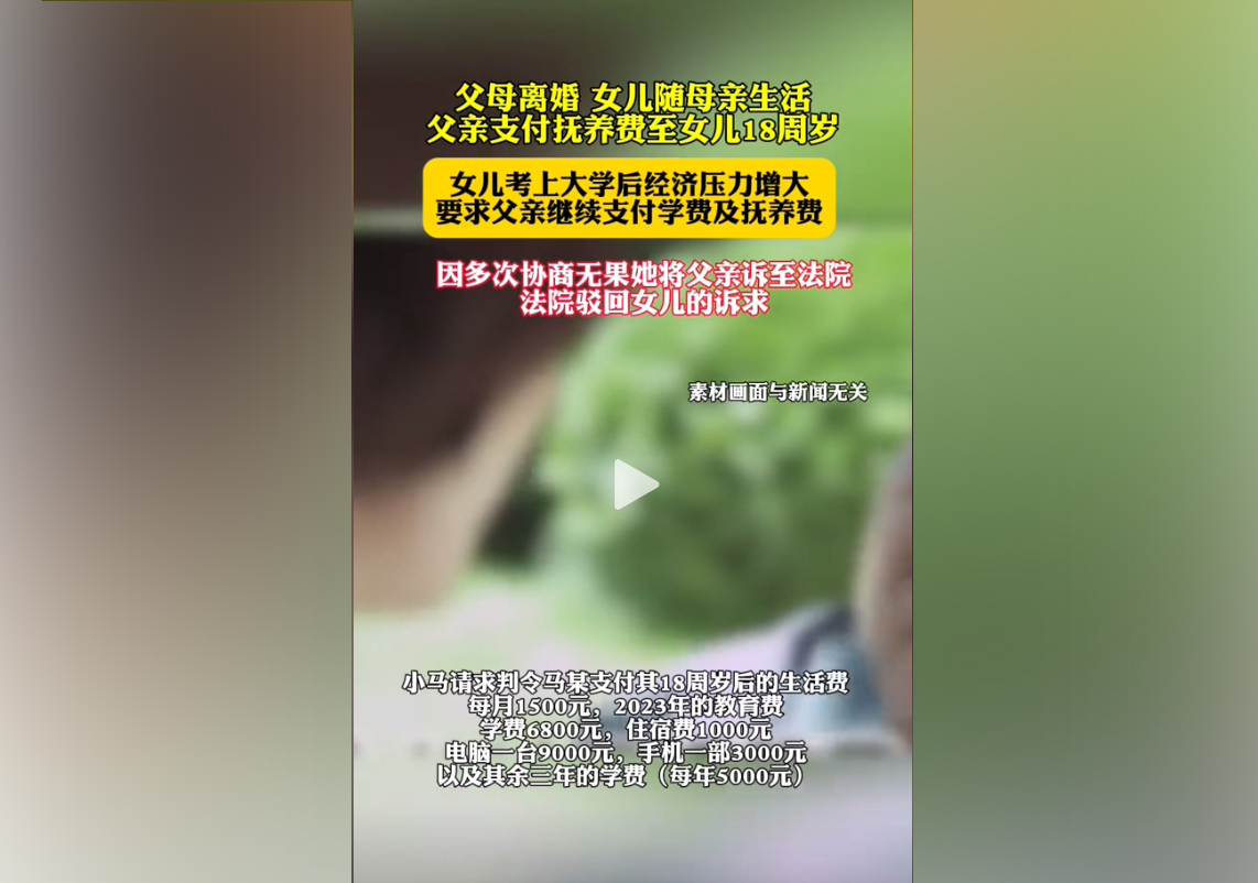 女孩要求離異父親支付大學(xué)費用被駁640.jpg