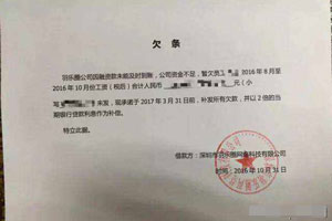 欠條格式范本